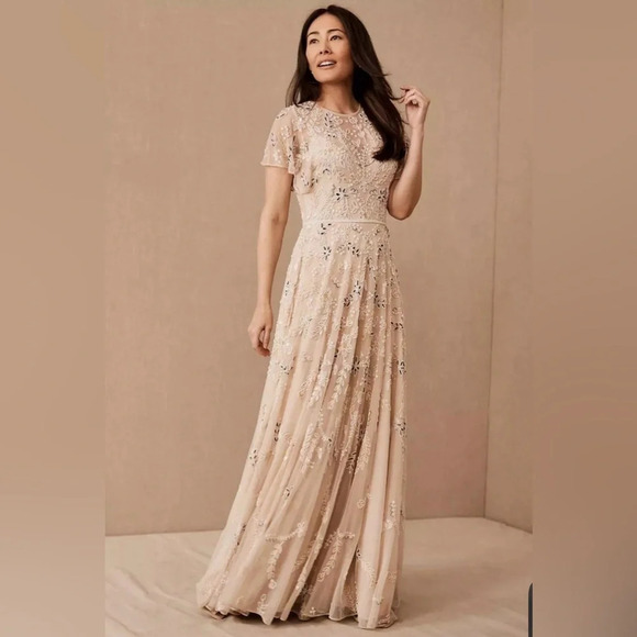 NWT Anthropologie Mac Duggal Evonna Dress 14 Wedding Mother of the Bride Ivory - Picture 1 of 16